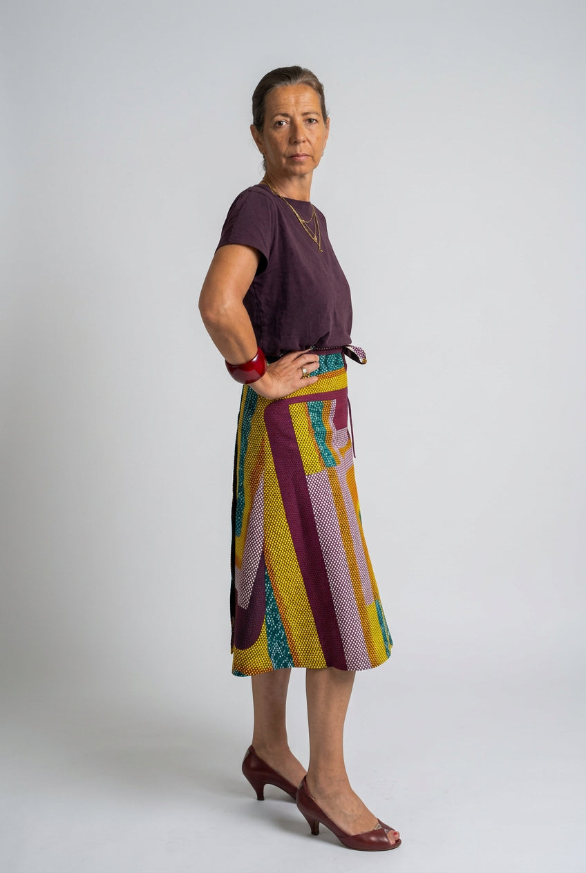 Savannah Wave Midi Wrap Skirt