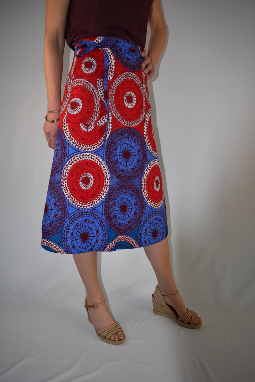 Aline Handmade Lilac & Raspberry Midi Wrap Skirt onsēm