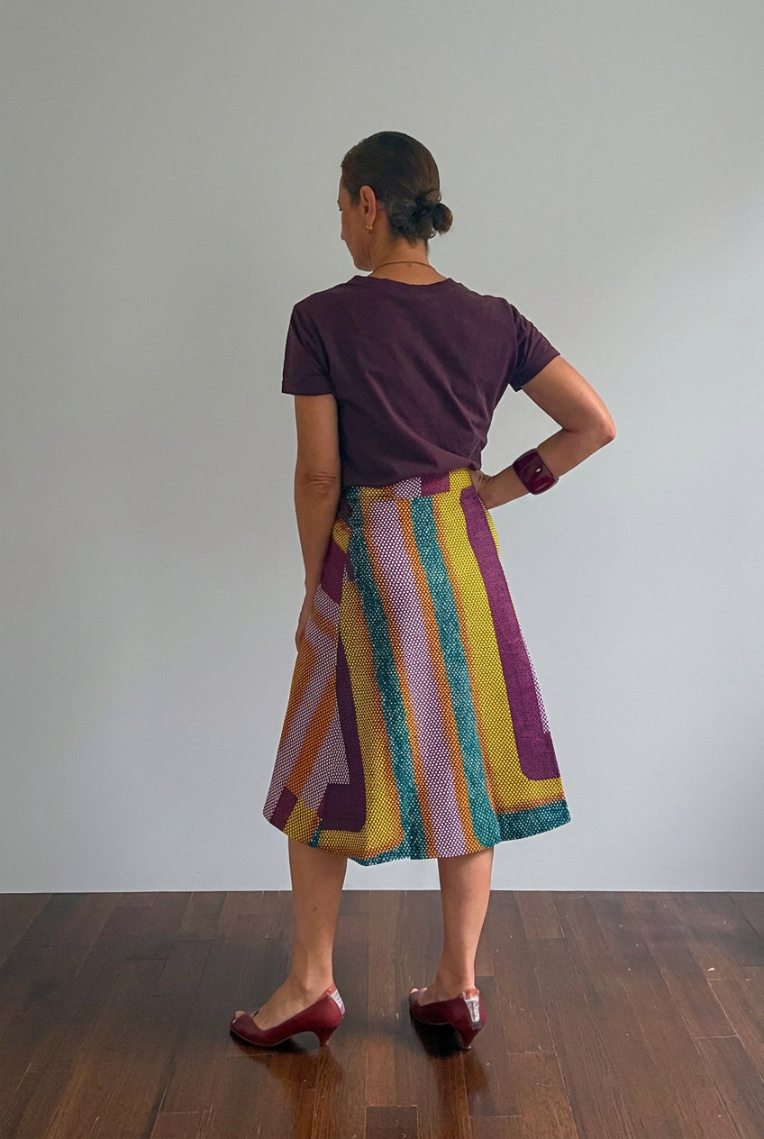 Savannah Wave Midi Wrap Skirt