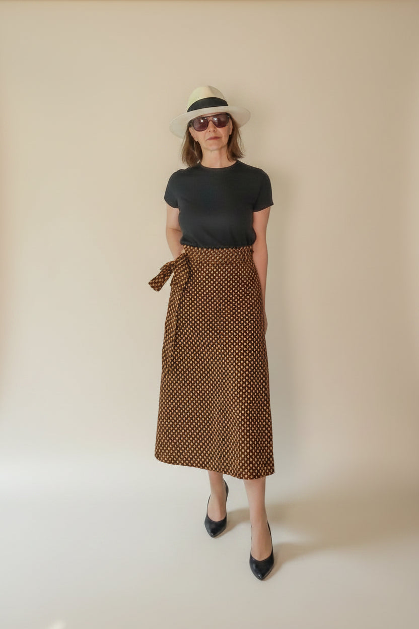 Midnight Petals Long Wrap Skirt