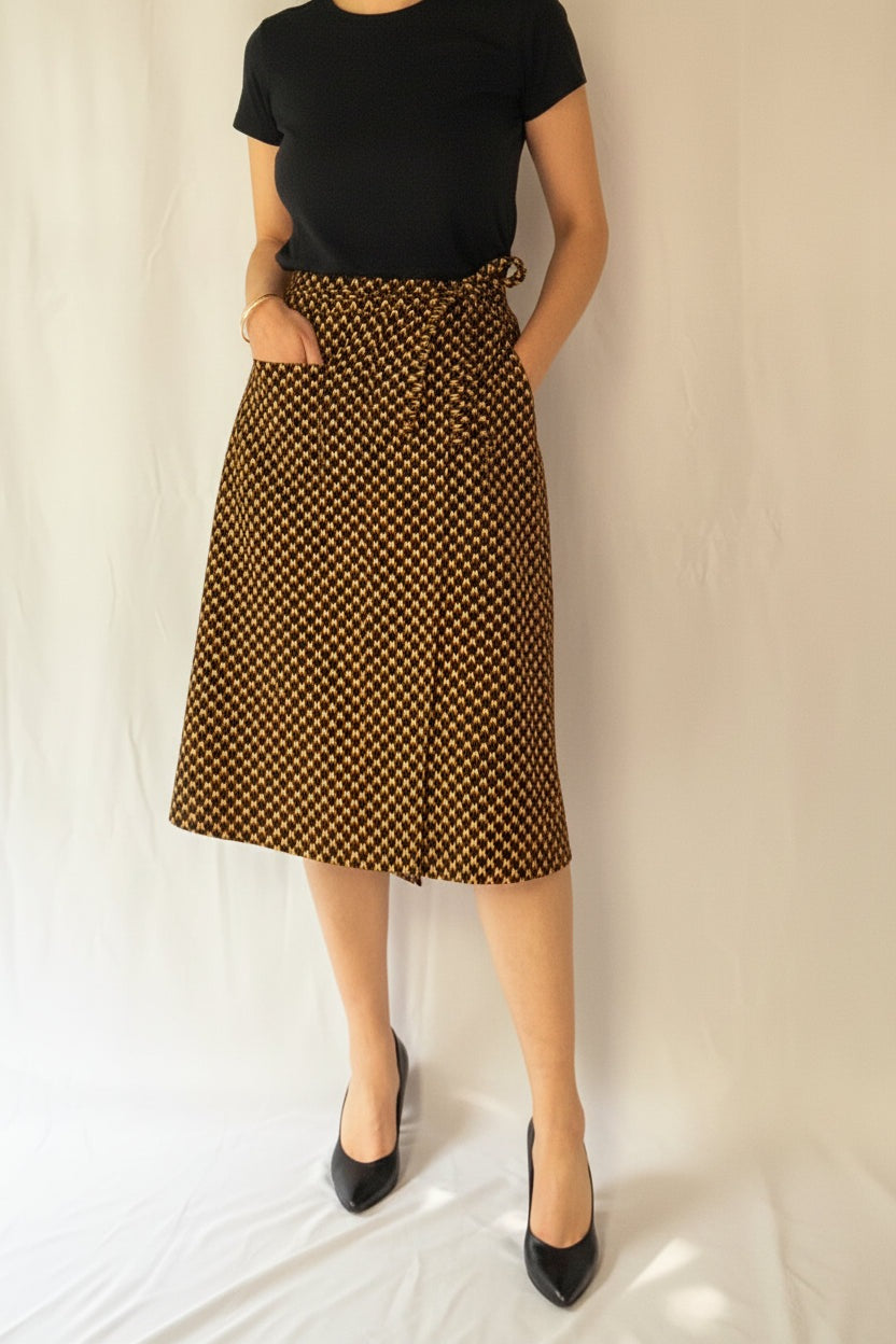 Midnight Petals Midi Wrap Skirt