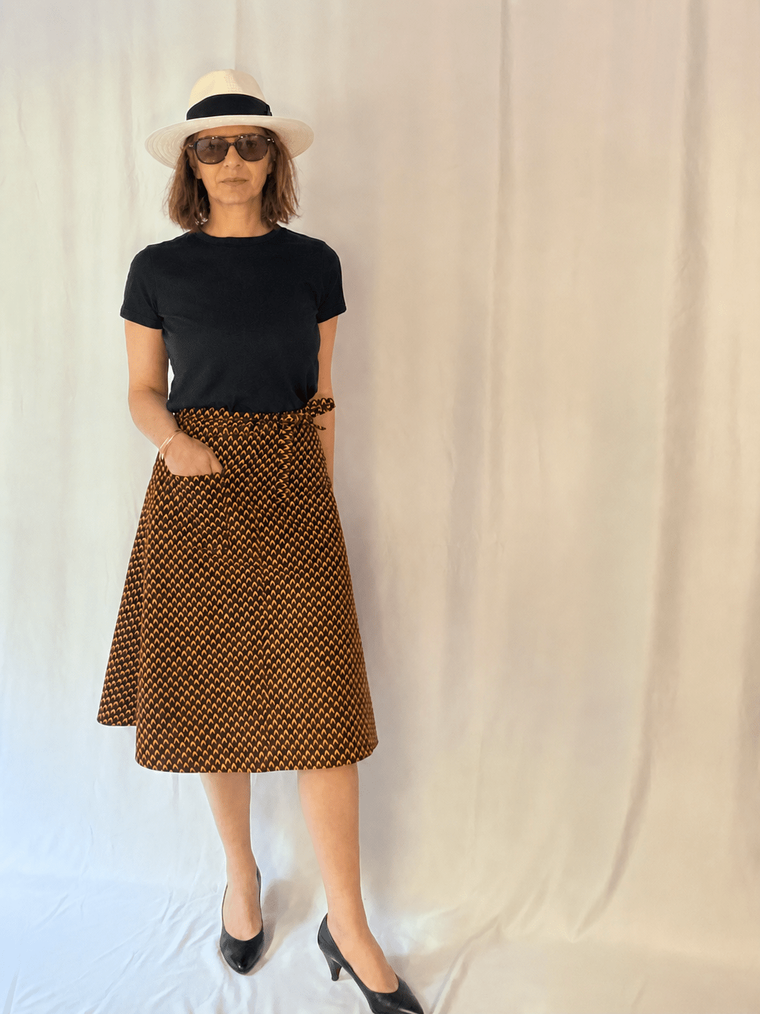 Midnight Petals Midi Wrap Skirt