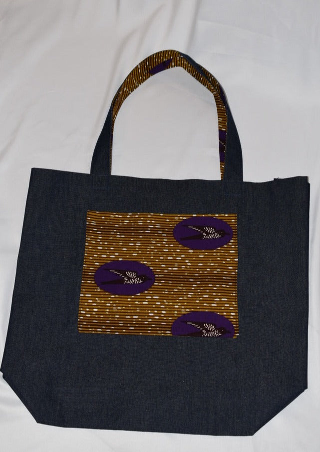 Purple Birds Denim Great Big Bag