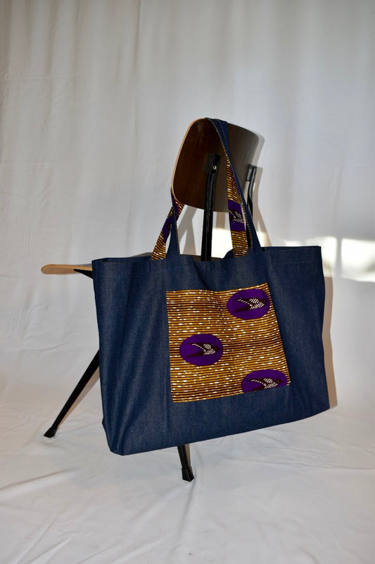 Purple Birds Denim Great Big Bag