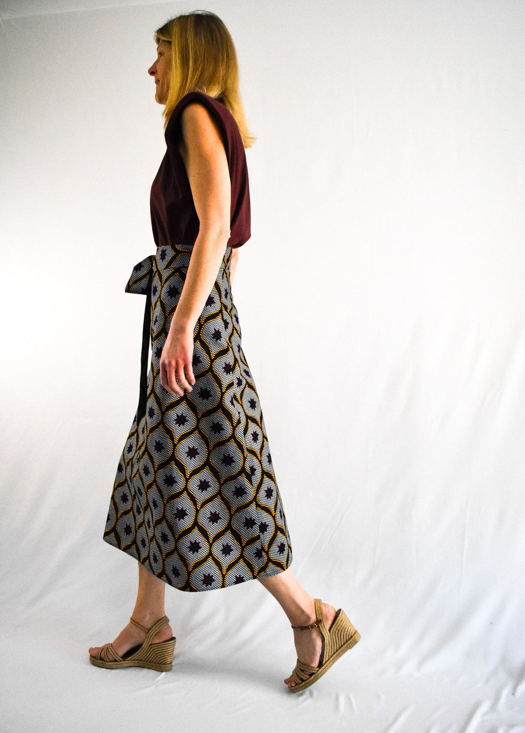 Blue Stars Long Wrap Skirt