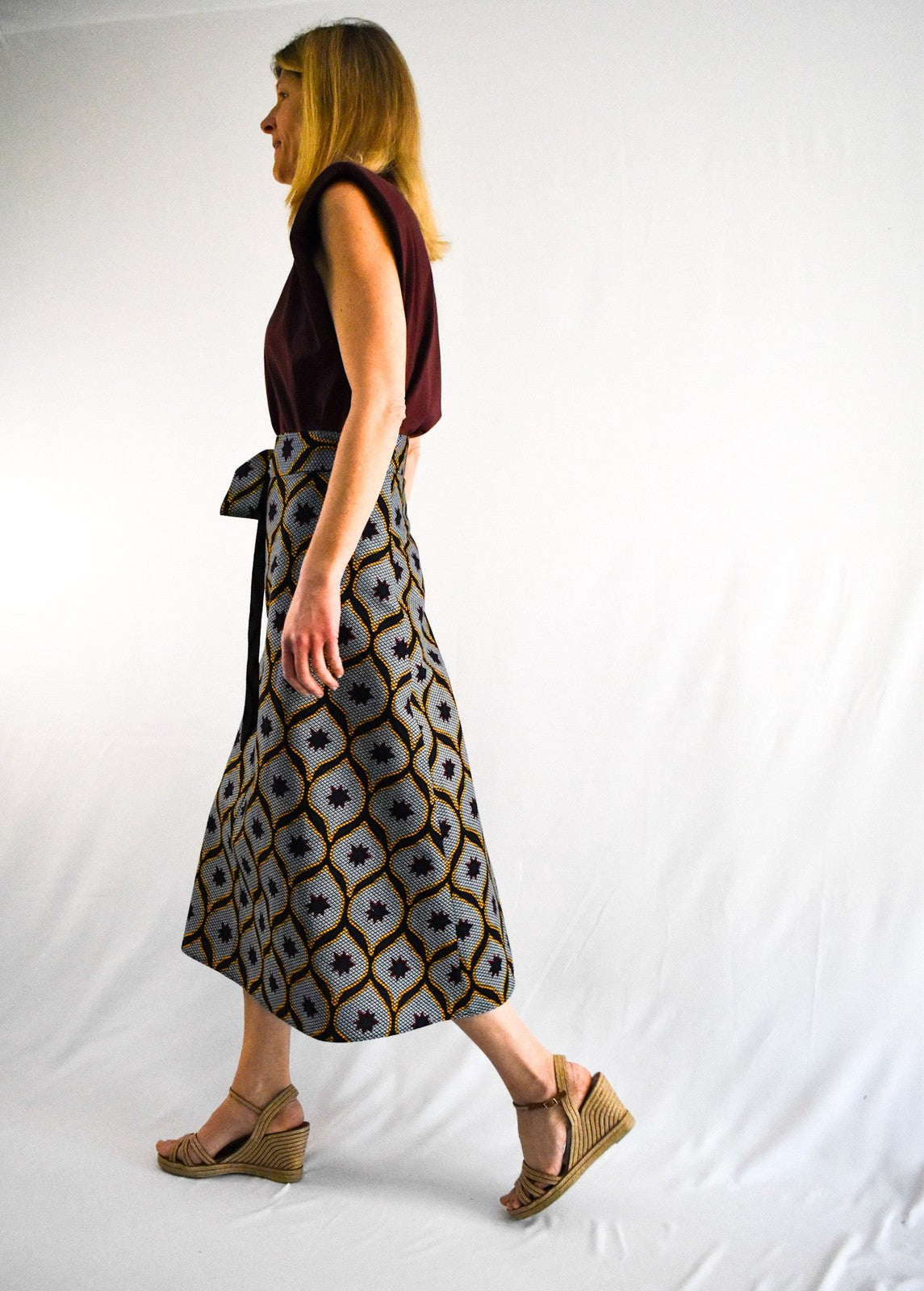 Blue Stars Long Wrap Skirt