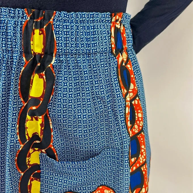 Blue Chains Elastic Waist Midi Skirt