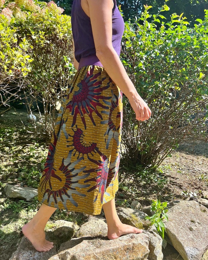 Bronze Elastic Waist Midi Skirt