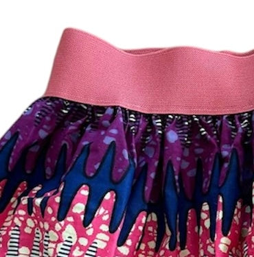 Sound Waves Purple Elastic Waist Mini Skirt pink band