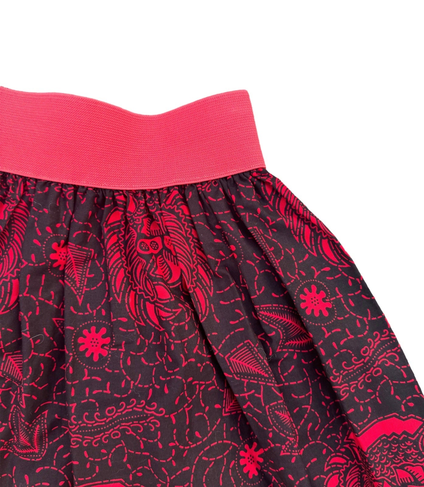 Black & Red Elastic Waist Mini Skirt