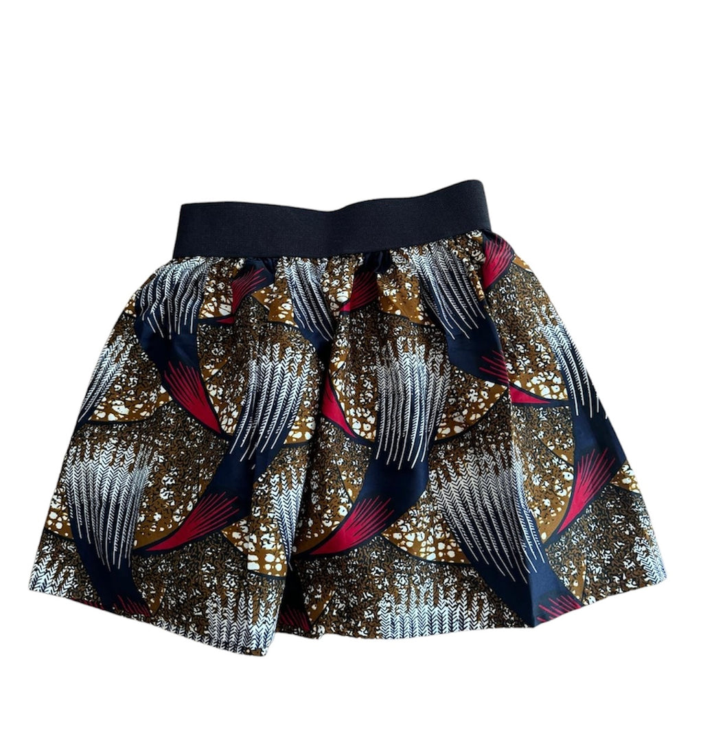 Waves Elastic Waist Mini Skirt