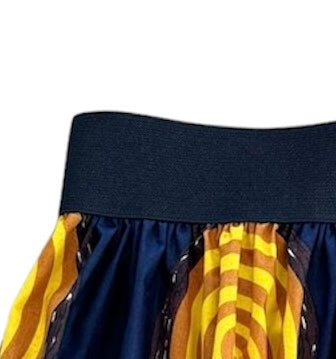 Blue and Yellow African Print Mini Skirt