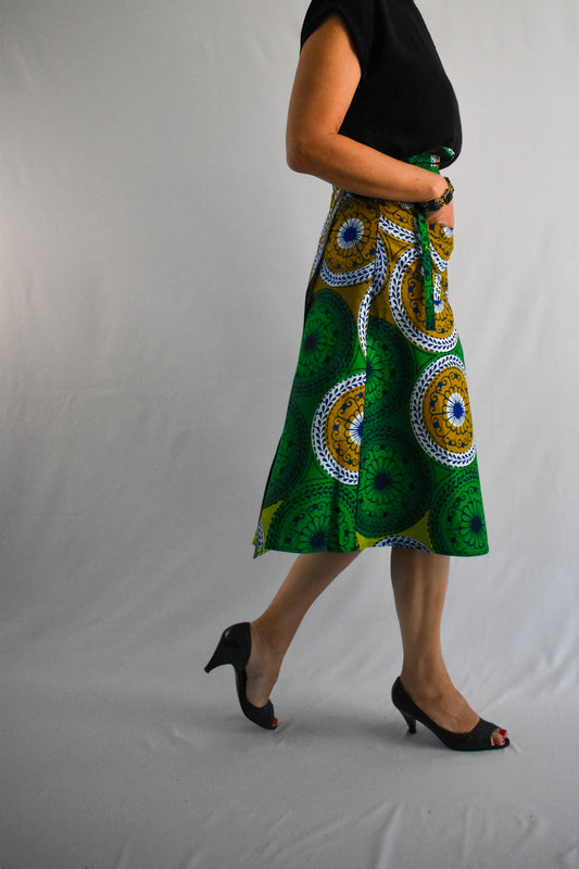 Bright Green Midi Wrap Skirt