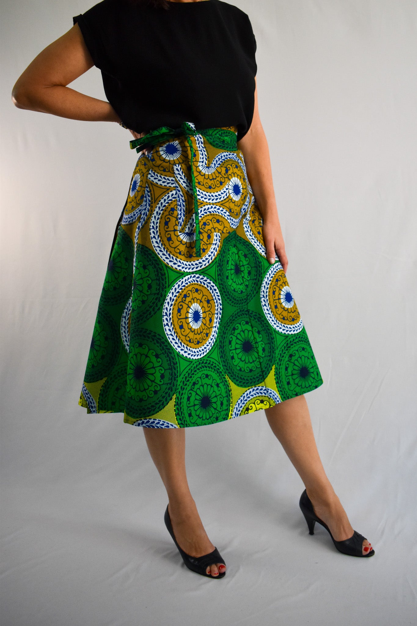 Bright Green Midi Wrap Skirt