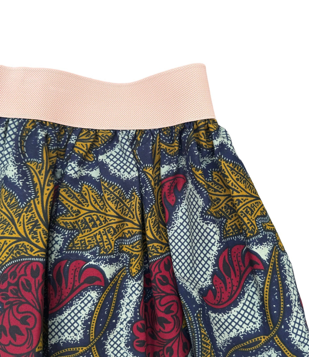 Vine Leaves Elastic Waist Mini Skirt