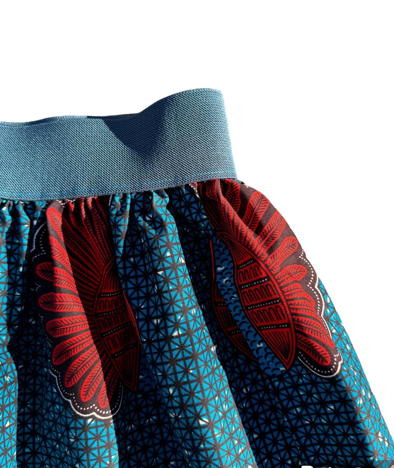 Blue & Red Coffee Beans Elastic Waist Mini Skirt