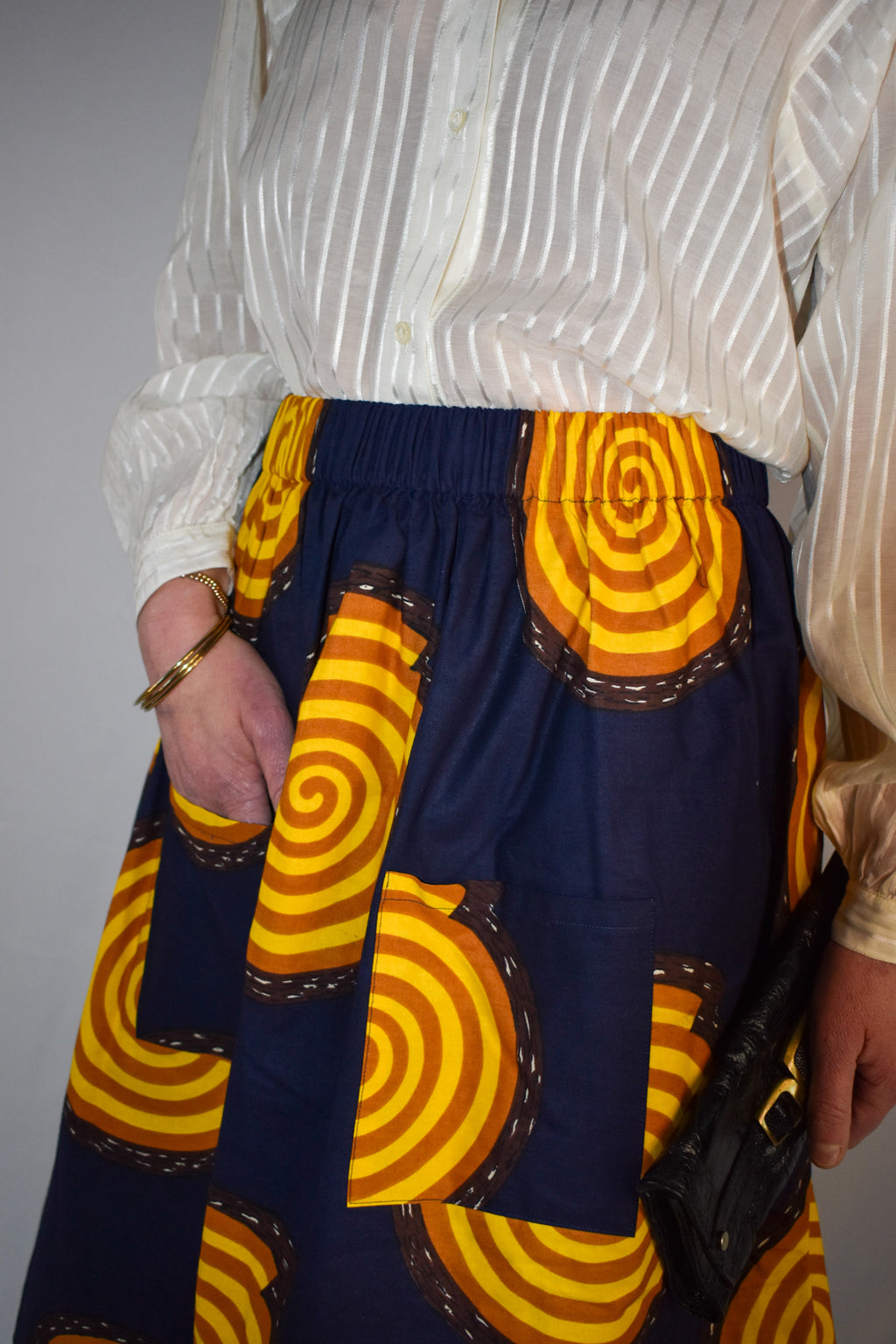Van Gogh Sunflowers Elastic Waist Midi Skirt