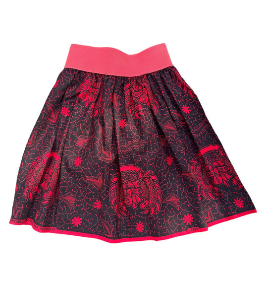Black & Red Elastic Waist Mini Skirt