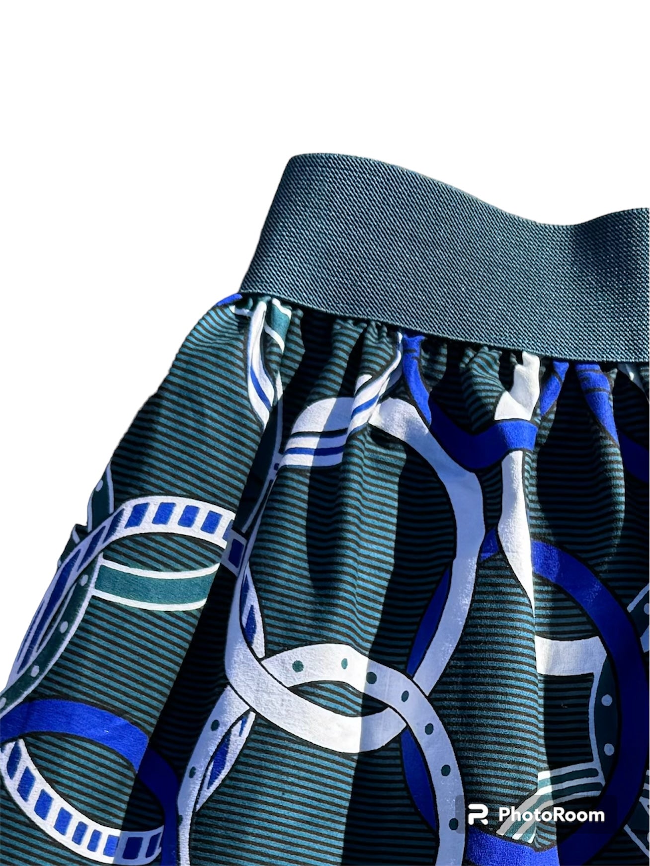 Blue Nautic Elastic Waist Modern Mini Skirt African print