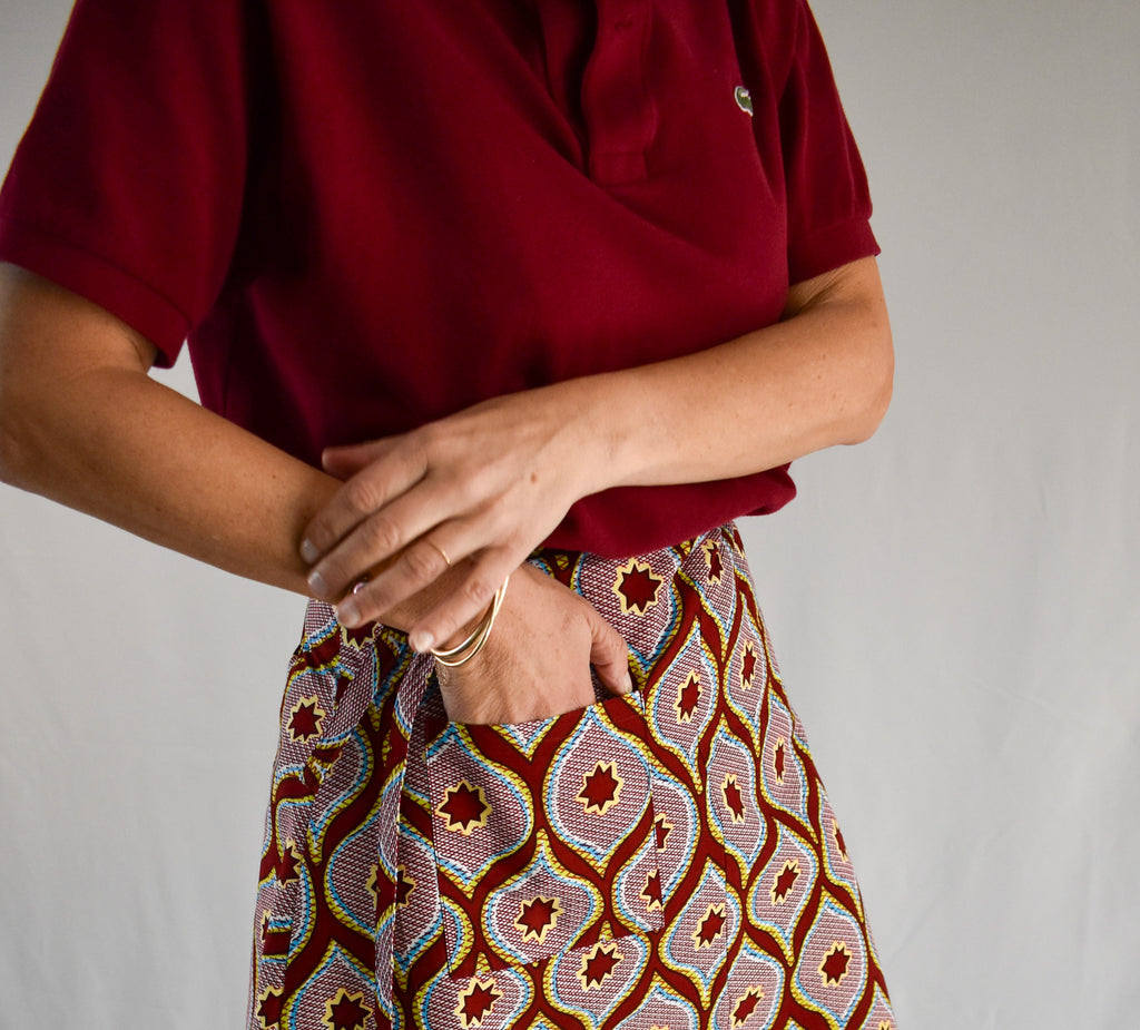 Aline Handmade Pink Stars Midi Wrap Skirt onsēm