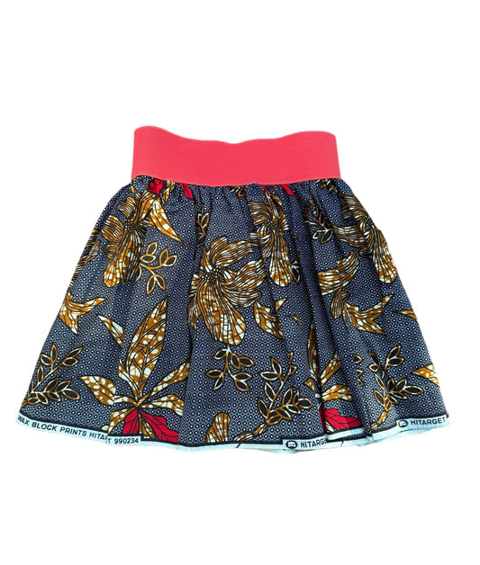 Fleurs Rouges Elastic Waist Mini Skirt