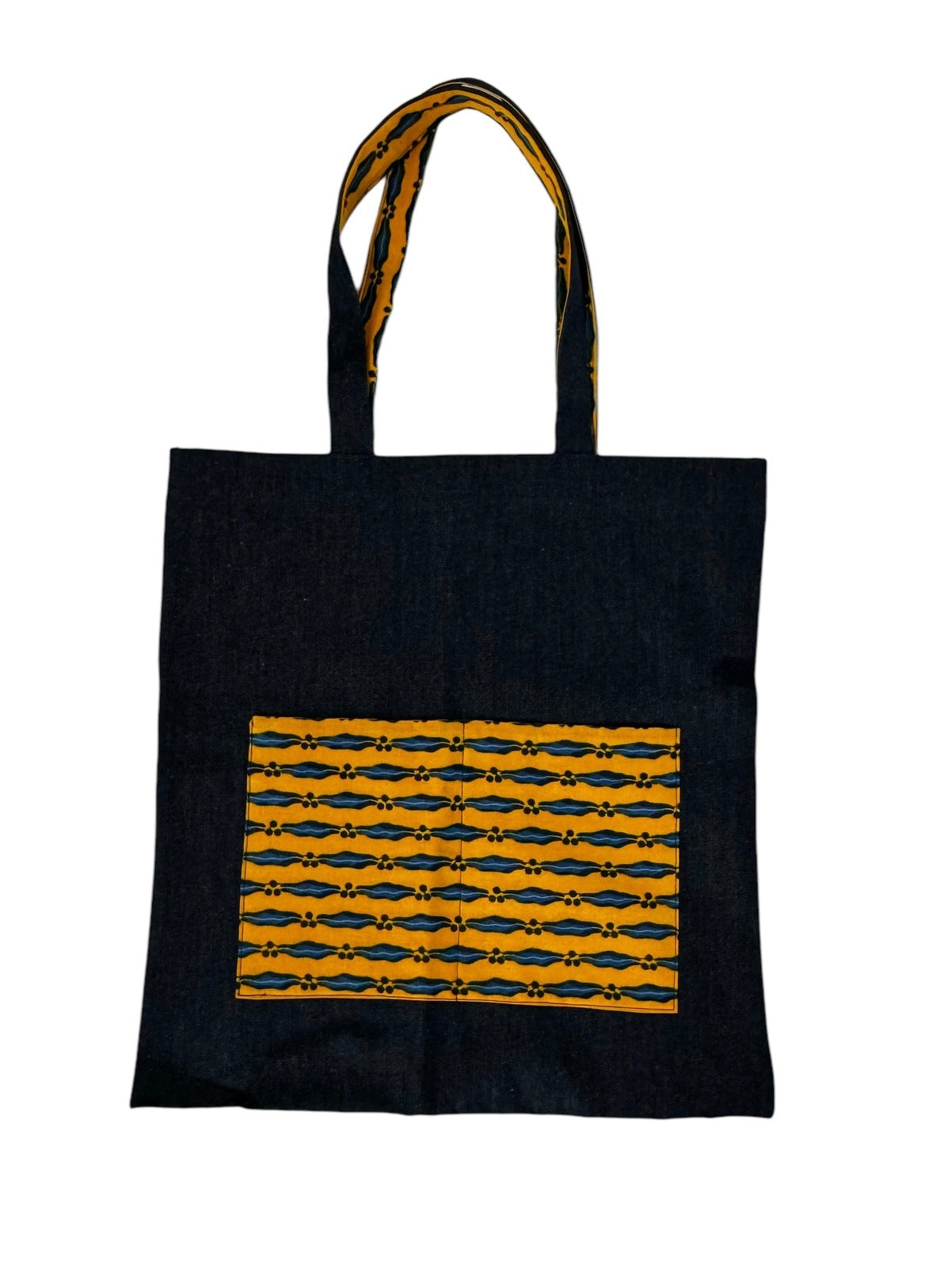 Yellow African Print denim tote bag