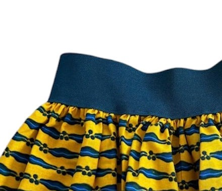 Classic Yellow Elastic waist mini skirt close up
