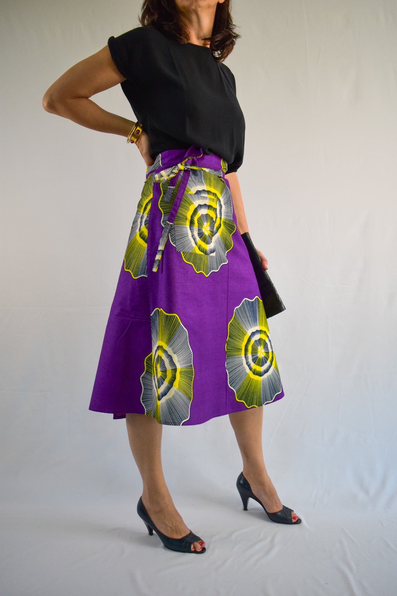 Aline Handmade Purple Midi Wrap Skirt onsēm