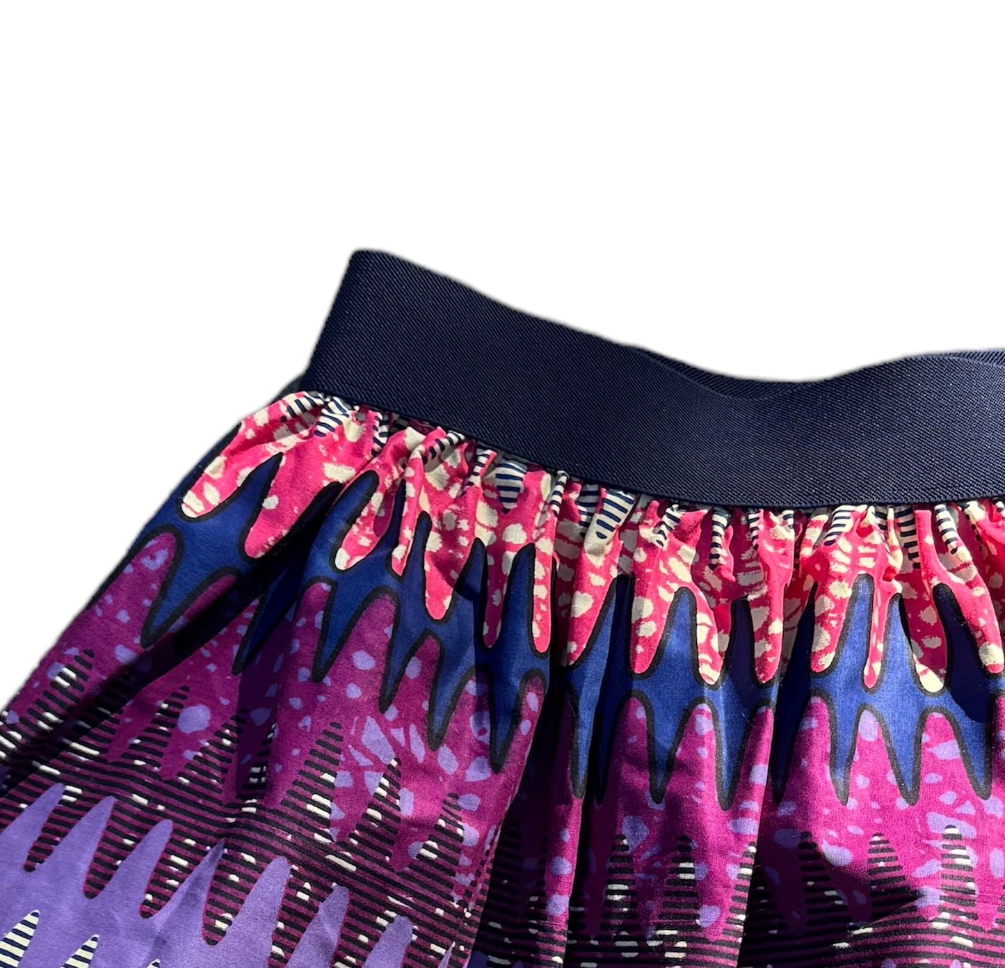 Sound Waves Purple Elastic Waist Mini Skirt navy