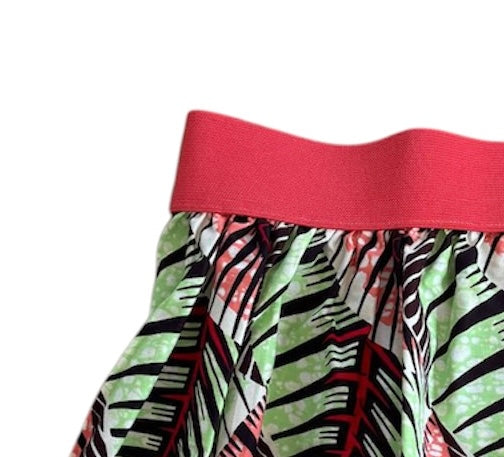 African Print African Print Jungle Green Elastic Waist Mini Skirt