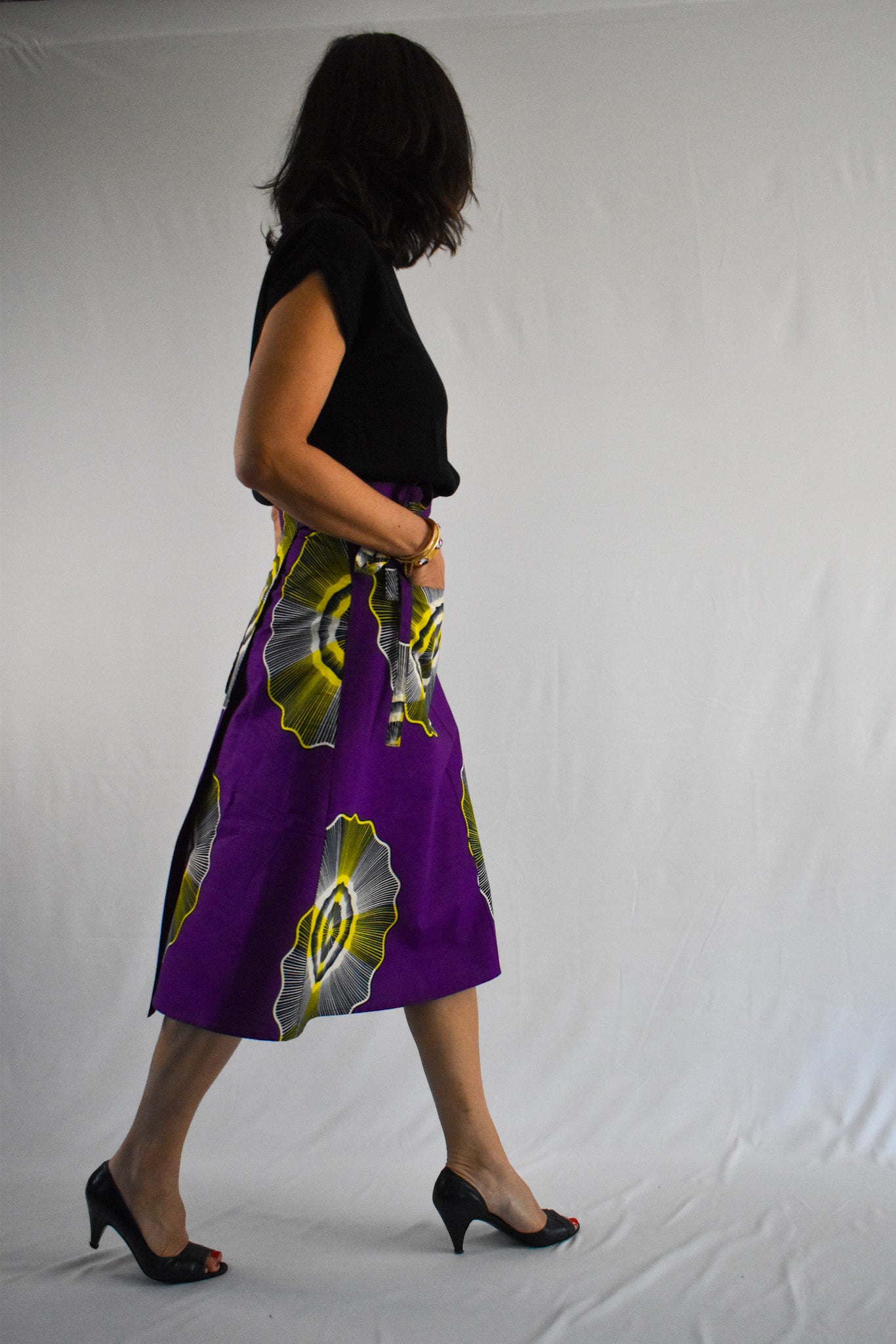 Aline Handmade Purple Midi Wrap Skirt onsēm