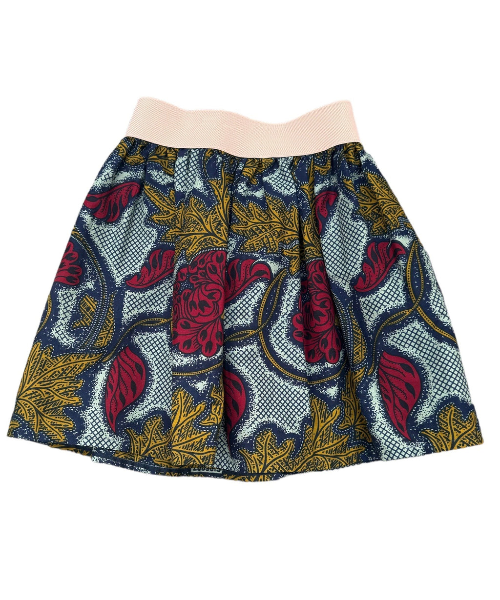 Vine Leaves Elastic Waist Mini Skirt
