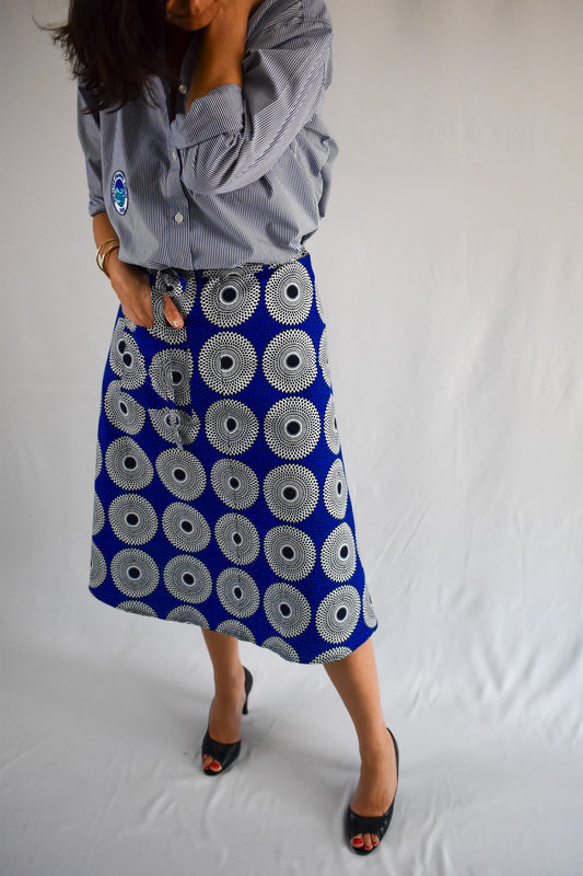 Bright Blue Midi Wrap Skirt