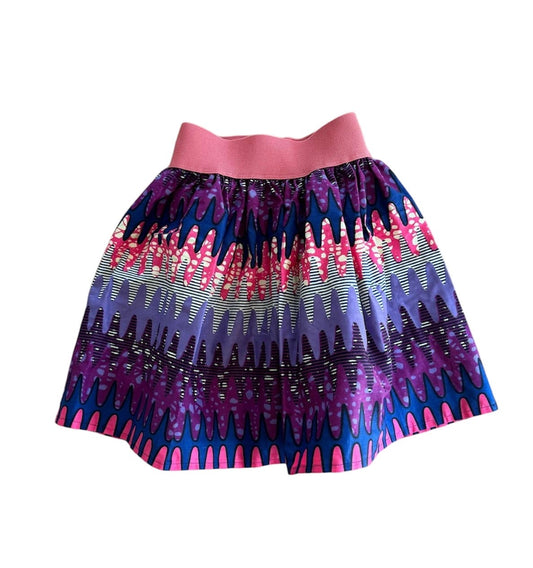 Sound Waves Purple Elastic Waist Mini Skirt