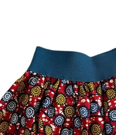 African Print Stamps Mini Skirt close up