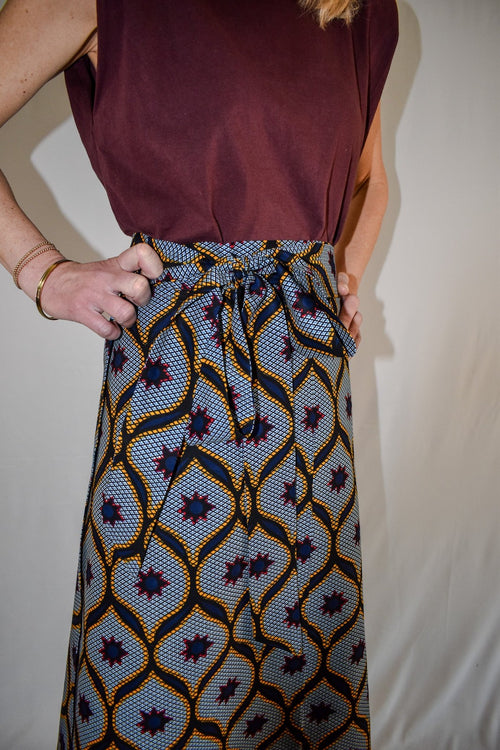 Blue Stars Long Wrap Skirt