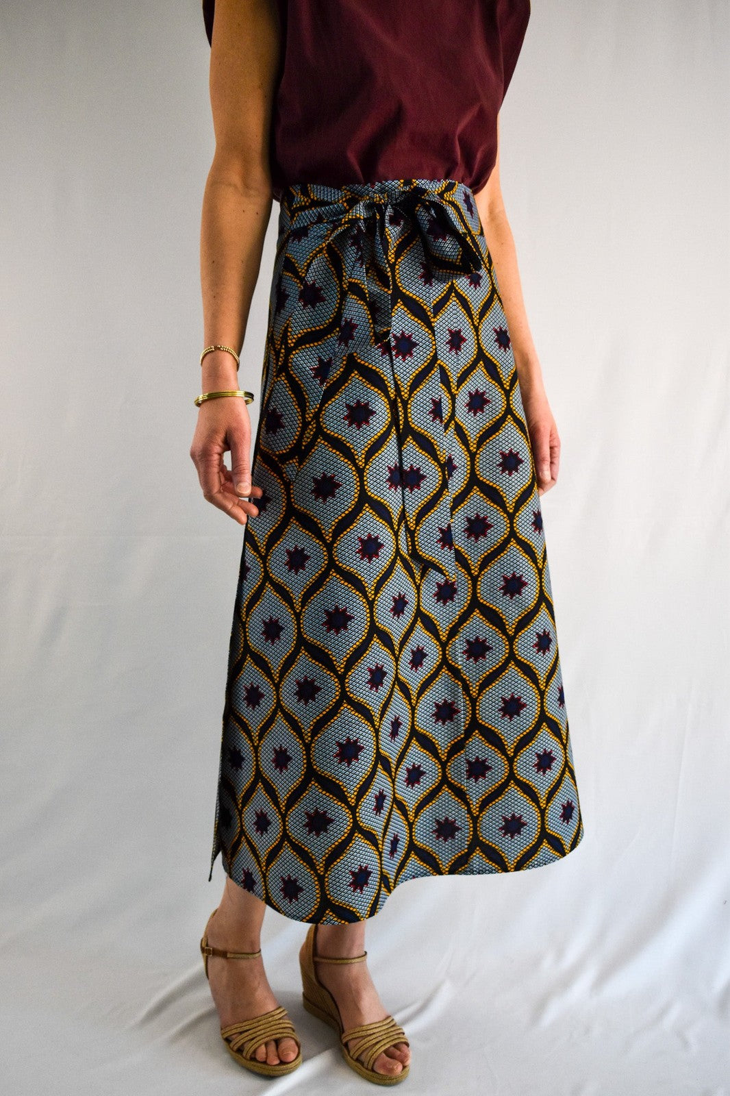 Blue Stars Long Wrap Skirt