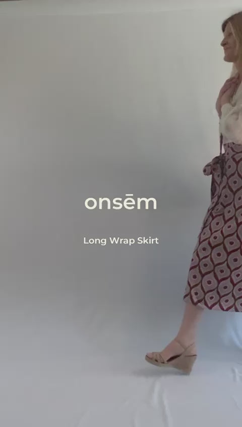 African Print Pink Stars Long Wrap Skirt