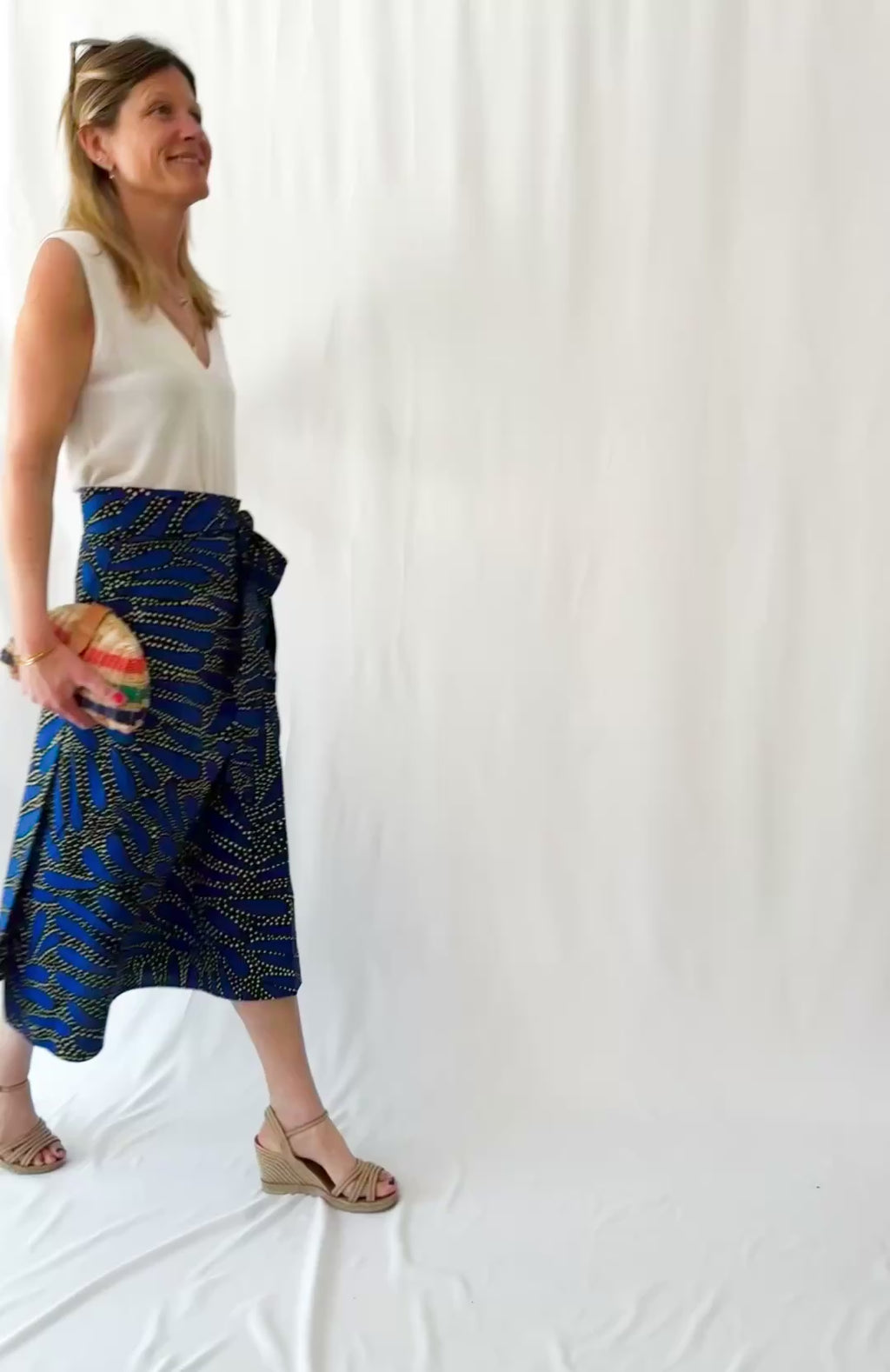 Indigo Flow Long Wrap Skirt