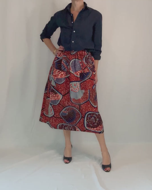 Scarlet Elastic Waist Midi Skirt